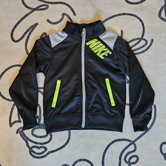 Nike Black Gray Neon Green Full Zip Lightweight Unisex Jacket Kids 4 - Picture 2 of 7